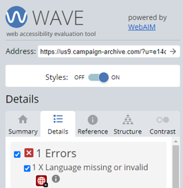 WAVE check featuring language error